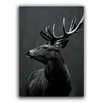 Skandināvu Black White Plakātu Ziemeļvalstu Audekla Sienas Māksla Drukāt Elk Krāsošana Dekoratīvie Attēlu Ziedu Rožu Mājas Apdare