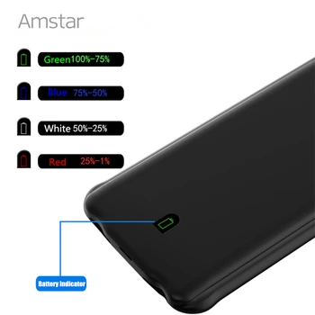 Amstar Akumulatora Lādētājs Gadījumos Silikona Triecienizturīgs Power bank Lietā par iPhone 6s 6 7 8 Plus Ārējo Akumulatoru Uzlādes Pack Gadījumā
