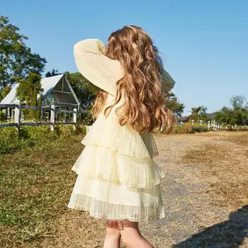Luksusa Jauki Cute Ziedu Kūka Tutu Bērniem, Apģērbs Elegants Meiteņu Kleitas Bērnu Princess Puse Kostīmi Ziedlapiņu Piedurknēm Kleita