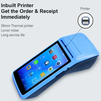 Rokas Android PDA POS Terminālu Printeri, 3G, WIFI, Bluetooth, NFC Iebūvēts termoprinteris un Svītrkodu Lasītāju ar Lādētāju Doks