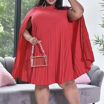 2xl Sieviešu Plus Lieluma Kroku Kleita Zila Sarkana Casual Līnija Mini Drēbes Āfrikas Modes Pusei OLA ir 2021. Vasaras Stāvēt Apkakles Džemperis