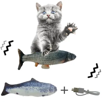 30CM Kaķis Rotaļlietas Zivju USB Elektriskās Uzlādes Simulācijas Dejas Lekt Pārvietojas Floppy Zivis, Dzīvnieku Kaķu Rotaļlieta Kaķiem Interaktīvās Rotaļlietas