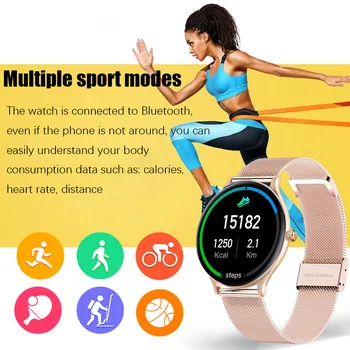 LIGE Dāmas Smart Skatīties Sieviešu smartwatch Sieviete Ūdensizturīgs Fitnesa Tracker 9.0 mm ultra-plānas ķermeņa sirdsdarbība, Asins Spiediena Monitoru