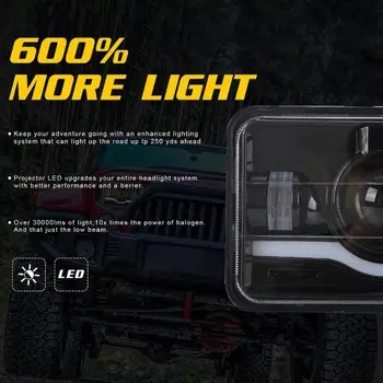 4x6 collu H4 150W LED Lukturu Hi-Lo Red DRL virzītas Gaismas hermētiskās par Chevrolet Automobiļu Kravas automašīnu SUV IP67 Waterproof Lukturu