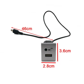 Sudraba USB Adapteris Ievade Mini Kabeli USB Interfeisa Slots Slēdzis, Ford Focus 2 mk2 2009 2010 2011