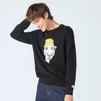 Karikatūra džemperi, vīriešu, rudens garām piedurknēm topi cilvēks melns džemperis kokvilnas gadījuma jaunatnes džemperis vīrietis