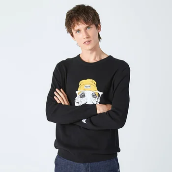 Karikatūra džemperi, vīriešu, rudens garām piedurknēm topi cilvēks melns džemperis kokvilnas gadījuma jaunatnes džemperis vīrietis