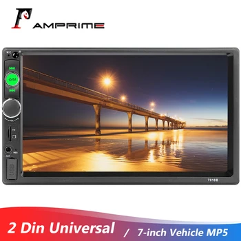 AMPrime 2 Din Auto Radio 7 collu MP5 Player Touch Ekrāns, Ciparu Displejs, Bluetooth, USB Multivides Autoradio Spogulis Universal Radio