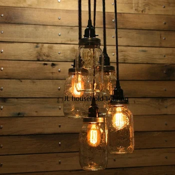 Mūrnieks Burku Ievārījuma Kulons Gaismas lampas gaismas ķermeņi, bārs Zemniecisks Rūpniecības Edison spuldzes AC90-260v jaunums gaismas guļamistabā jaunas