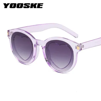 YOOSKE Tautas Sirds Asu Saulesbrilles Sieviešu Vintage Kaķa Acs, Saules brilles Modes Dāmas spoguļa Spīdums Rozā Brilles UV400