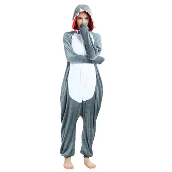 Jaunu Cosplay Pelēkā Haizivs Onesies Pieaugušo Pidžamu Unicorn Kigurumi Pidžamas Karikatūra Halloween Kostīmu Sleepwear Panda Jumpsuit Drēbes