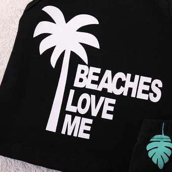 2019. gada Vasarā Karstā Pārdošanas Puiku Apģērbu Zīmola Jaundzimušo Bērnu Apģērbu Komplekti, t-krekls + Bikses uzvalks Kokosriekstu koku Drēbes