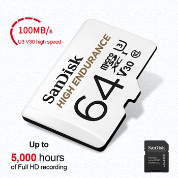 SanDisk Atmiņas Kartes Augstu Izturības Video Monitorings 32GB 64GB MicroSD atmiņas Karti SDHC/SDXC C10 100MB/s TF Karte Video Monitorings