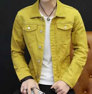Jaunajā 2020. gada rudens modes džinsa jaka no attīstīt savu morāle vīriešiem dzeltena džinsa jaka