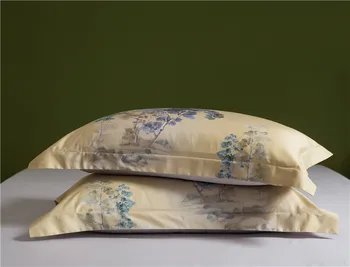 Chinoiserie Šiks Mākslas Koki, Ainavu Sega sedz Vintage Stila Ilgtermiņa Štāpeļšķiedrām Kokvilnas Gultasveļas komplekts palagu Queen, King size 4gab