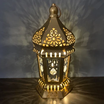 Zelta LED Gaismas Laternu Eid Mubarak Ramadāna Lampu Mājas Islāma Piederumi