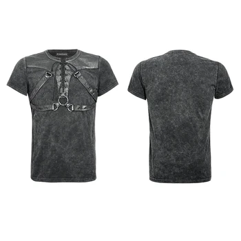 Modes pārsējs Melns Vīriešu T-krekls Gothic Steampunk Tvaika Iežu, Smago Metālu Melna ar īsām Piedurknēm T Krekli Punk Murgot, T-424