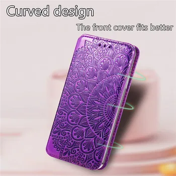3D Mandala Ziedu Drukāt Maku Ādas Telefonu Gadījumā Samsung Galaxy A21s A70 A71 A50 A51 S20 FE 4G 5G Magnētisko Flip Slim Cover