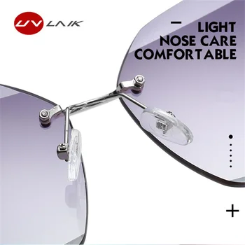 UVLAIK Modes Lielgabarīta Saulesbrilles Sieviešu Diamond Cut Saules Brilles bez apmales Jūras Krāsu Lēcas Sieviešu Brilles UV400 Aizsargbrilles