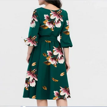 Jaunā digitālā druka garām piedurknēm kleita sieviete kleita 2020. gadam, modes kleita ir sieviešu rudens un ziemas polka dot kleita zemāko