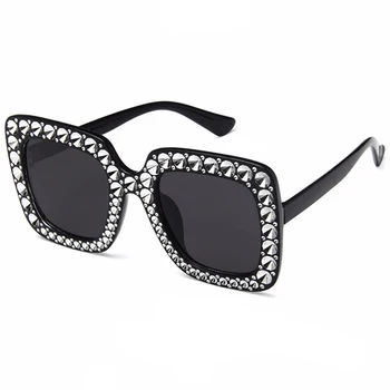 JŪLIJS Crystal Diamond Lielgabarīta Saulesbrilles Sieviešu Luksusa Zīmolu, Saules Brilles Sieviešu Vintage Toņos Dāma Oculos de Sol CS8004