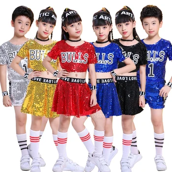 Bērniem Modernā Džeza Deja Kostīmu Sequin Bērnu Hip Hop Balles Dejas Performance Wear Zēnu Modes Streetwear Tērpiem