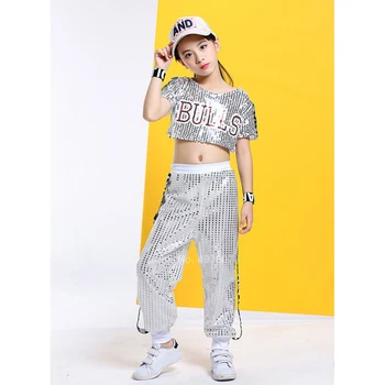 Bērniem Modernā Džeza Deja Kostīmu Sequin Bērnu Hip Hop Balles Dejas Performance Wear Zēnu Modes Streetwear Tērpiem