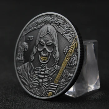 Grim Reaper Galvaskausa Monētas Zelta Sudraba Pārklājumu Monētas Hallowmas Šausmu Monētas Suvenīru Monētu Kolekcijas Mākslas Amatniecības