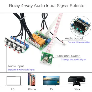 Lusya DIY Komplekti un gatavo Releju 4-way Audio Ieejas Signāla Pārslēgšanas Selektora RCA Audio Pārslēgt Ievades Izvēle Valde