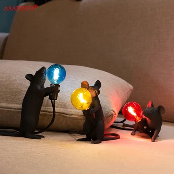 Mūsdienu sveķu dzīvnieku peli, galda lampa E12 mazo mini peli, galda lampa, galda, bērnu istabas apdare, LED nakts gaisma