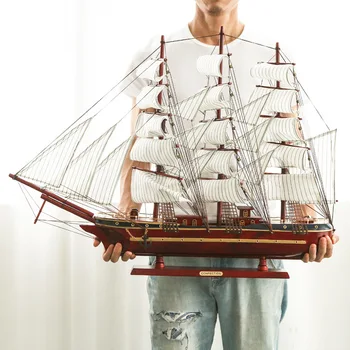 [Samontēti] 80cm Lielu Jahtu Modelis Amatniecības Rotaļlietas, Koka Buru Laiva 3D Kuģa Vidusjūras mājas dekoru Jaunu Šļūteni Dāvanu draugam