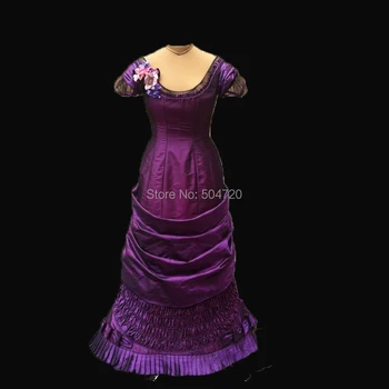 Pielāgoti!JAUNU arrivial Royal Purple Tafta franču Hercogiene Karalienes Princess Marie Antoinette Teātra pilsoņu kara Kleita kleita HL-299