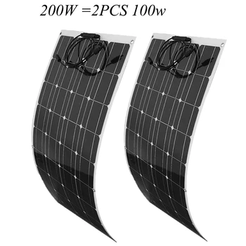200w saules off grid sistēmas komplekts daļēji elastīga, saules paneļu 100w 2gab ar 20a maksas kontrolieris, Y tipa savienotājs kabeļi