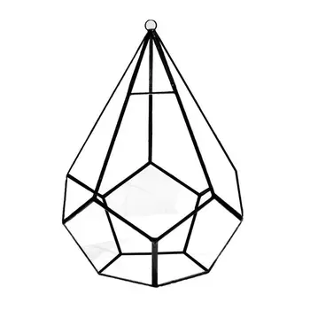 Karājas Stikla Terārija Mūsdienu Mākslas Sienu Asaras Dimanta Formas Ģeometriskās Polyhedron Gaisa Augu Turētājs Galda Poda DIY Vāze Pot