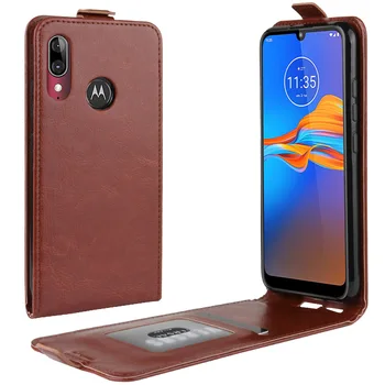 Par Motorola Moto E6 Plus Gadījumā PU Ādas Gadījumā Vāks Motorola Moto E6 Plus Tālrunis Pu Ādas Vertikāli atverams Tālrunis Gadījumu
