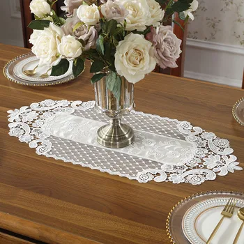 Mūsdienu mežģīņu vakariņu galda runner, mājas Luksusa izšuvumus, galda mēbeles segums, kāzu dekori