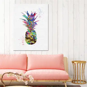 Retro Krāsains Augļu Ananāsu Bezrāmju Eļļas Glezna quadros de parede para sala plakāti un izdrukas audekls krāsošana sienas plakāts