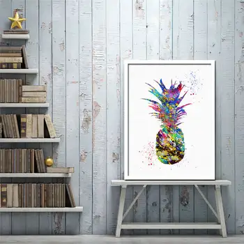 Retro Krāsains Augļu Ananāsu Bezrāmju Eļļas Glezna quadros de parede para sala plakāti un izdrukas audekls krāsošana sienas plakāts