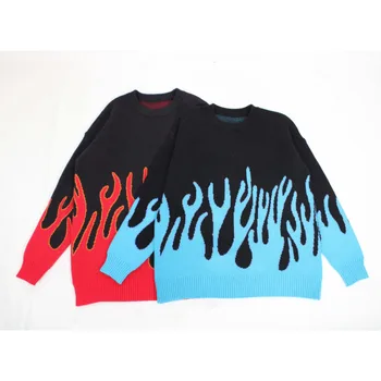 SHENGPALAE Streetwear Retro Liesmas Modelis Hip Hop gada Rudenī Jaunā Pull Pār Spandex O-veida kakla Lielajam Pāris Gadījuma Džemperi ZA5168