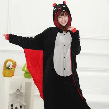 Halloween Pieaugušo Black Bat Cosplay Kigurumi Tērpu Sievietes Puses Anime Jumpsuit Onesies Flaneļa Ziemassvētku Sleepwear Pidžamas