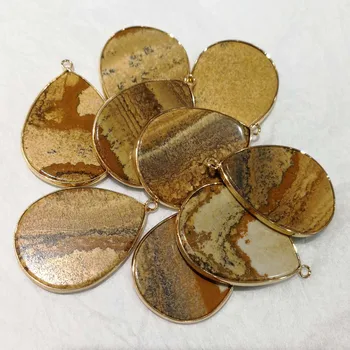 Dabas attēlu, akmens, Piekariņi, zelta loka Savienotājs Kulons, lai Aproce, Kaklarota, vairumtirdzniecības 6pcs par rotaslietu izgatavošana