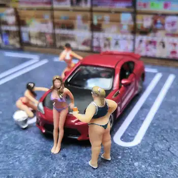 Sacensību Medaļu, 1:64 Attēls Diorāma Auto Mazgāšana Māsa Bikini Jauki Tauku Māsa Scenārija Modeli, lai Kastītēm Modeļu Mīļāko Rotaļlietu