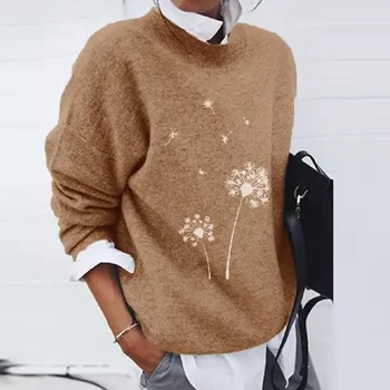 Ir 2021. Vintage Leopard Raibs Džemperis Sievietēm, Elegants Ikdienas O-Veida Kakla Top Džemperis Modes Dāmas Ar Garām Piedurknēm Streetwear Džemperi