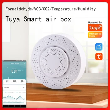 Tuya Wifi Smart Gaisa Kaste Formaldehīdu/VOC/oglekļa Dioksīds Automātikas Sensoru Signālu Detektoru Smart Home