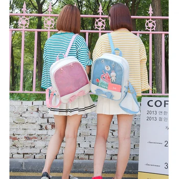 Skaidrs, Caurspīdīgs Mugursoma Sieviešu Cute Bow Ita Somas Skolas Mini Rozā Melns Schoolbags par Pusaudžu Meiteņu Modes Bookbag 2019