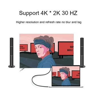 USB C HDMI 4K Kabeļa Adapteris c Tipa Video Converter USB 3.1 HDMI 1.8 M Atbalsta Thunderbolt par huawei mate 20 macBook pro