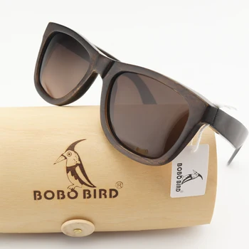 BOBO PUTNU WAG005b Dabas Melnkoks Koka Unisex Saulesbrilles Polarizētas Saules Brilles Vīriešu oculos de sol feminino Modes Aksesuāru