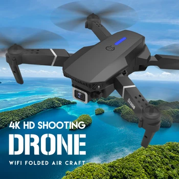 RC Salokāms Dūkoņa 4k HD Dubultās Kameras Wifi fpv E525 Quadcopter ar Fiksētu augstumu un Sekot man Selfie profesionālās dron Rotaļlietas zēniem