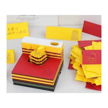 Diy Papīra Bloks 3D Ērtības, Uzlīmes, Papīrs Kartes Amatniecības Japānas Radošo Stereoskopiskās Papīra Lapiņu, ar Led