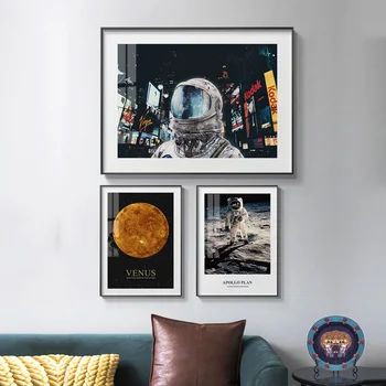 Astronauts Mēness, Marsa Modes Plakāta Visuma Telpā, Audekls Gleznošanai un Izdrukas Sienas Mākslas Ainu, viesistaba, Mājas Apdare